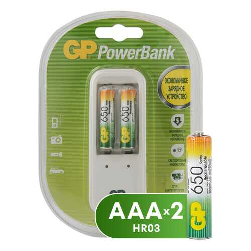 Зарядное устройство + аккумуляторы GP GPPB410GS65-2CR3 AAA 2 шт. 650 mAh в Онлайн Трейд